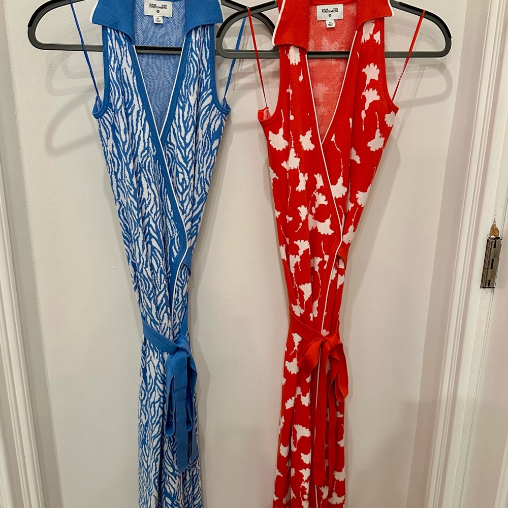 DVF for Target Blue and Red Wrap dresses with V-Neckline